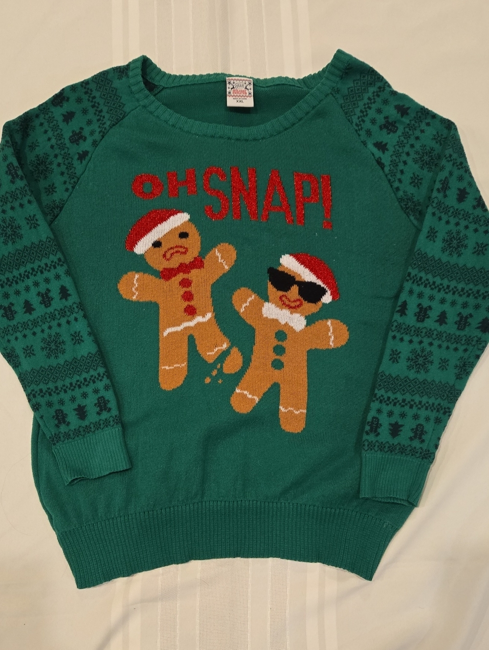 Well Worn Green Holiday Gingerbread Crewneck Sweater